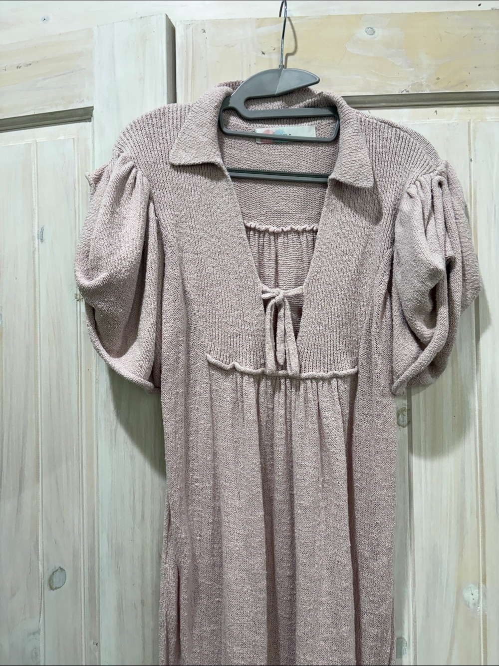 Free People Blush Pink Maxi Dress with Puff Sleeves
